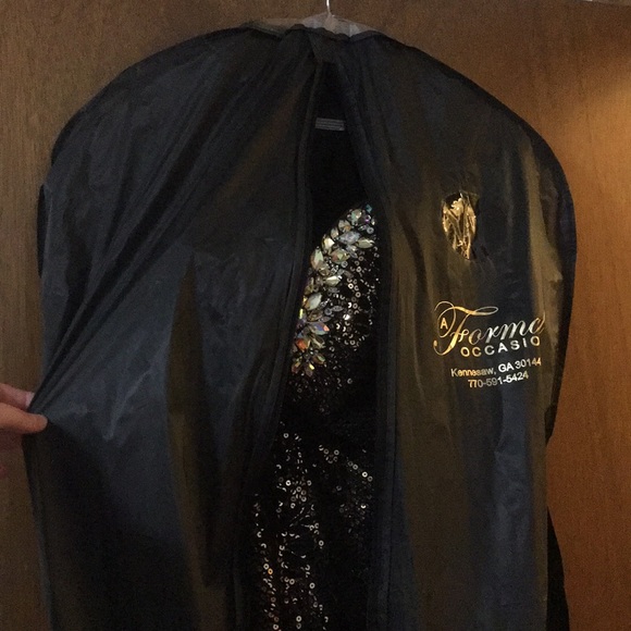 A Line Gold and Black Sequin Formal Prom Dress - Picture 9 of 9